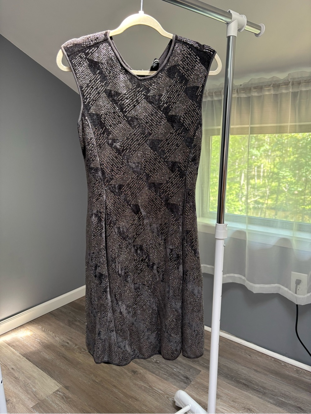 Giorgio Armani Black Patterned Sleeveless Midi Dress